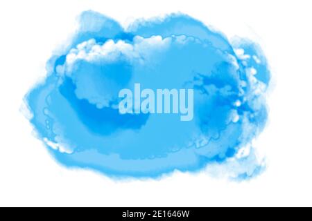 Watercolor splash of abstract cloudscape isolated on white background. Computer generated illustration. Stock Photo