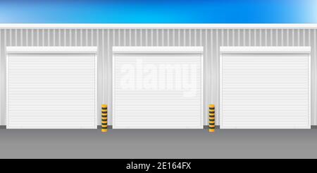 Vector Door with Rolling Shutters on white background. Vector illustration. Stock Vector