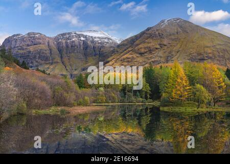 Glencoe, scotland, highlands, reflections, autumn, fall, color, travel, travel destination, tree, forest, mountain, grampian, highlands Stock Photo