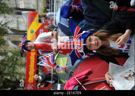 Atmosphere outside Westminster Abbey ahead of the wedding of Prince William and Kate Middleton to take place tomorrow, in London, UK on April 28, 2011. Photo by Thierry Orban/ABACAPRESS.COM Stock Photo