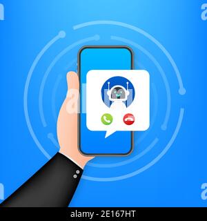 Business card with robo call. Mobile phone. Robo call. Cpam. Vector stock illustration. Stock Vector
