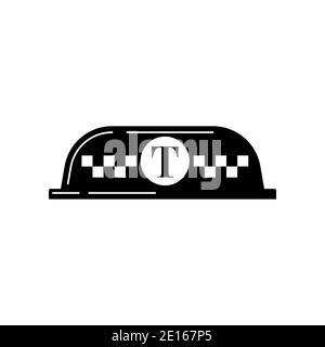 Black taxi light panel sign isolated on white background. Stock Vector