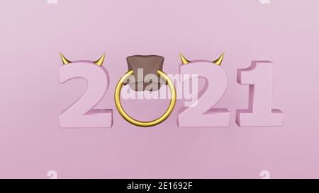 Inscription 2021 Isolated On White Background Happy New Year 2021 Illustration For Advertising 3d Rendering Stock Photo Alamy