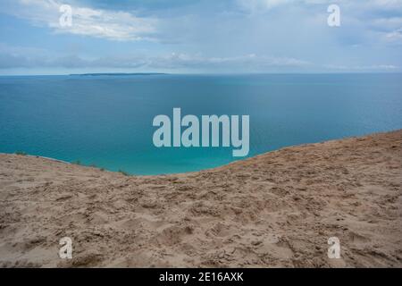 Lake Michigan Shoreline view from hills Stock Photo