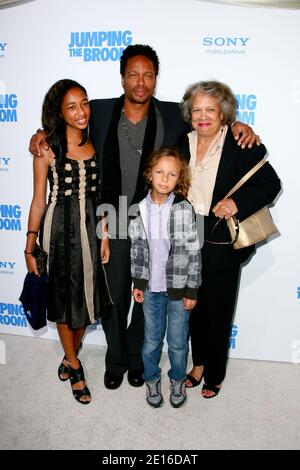 Gary Dourdan with kids Nyla, Lyric and mother Sandy arriving at the premiere of the film 'Jumping The Broom' at ArcLight Cinemas Cinerama Dome in Los Angeles, CA, USA on May 04, 2011. Photo by Tonya Wise/ABACAPRESS.COM Stock Photo
