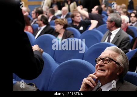 Roland Dumas is pictured during a day dedicated to the 30th Anniversary of late France president Francois Mitterrand's election, at the Senate, in Paris, France, on may 06, 2011. Photo by Stephane Lemouton/ABACAPRESS.COM Stock Photo