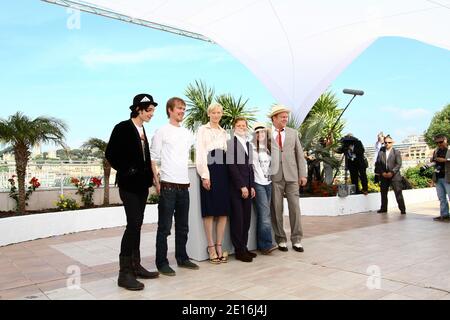 Ezra Miller, Tilda Swinton, director Lynne Ramsay and John C. Reilly, at a photocall for the film 'We need to talk about Kevin' as part of the 64th Cannes International Film Festival, in Cannes, southern France on May 12, 2011. Photo by Olivier Vigerie/ABACAPRESS.COM Stock Photo