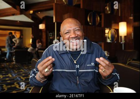 US former boxer Marvin Hagler poses for our photographer in Geneva, Switzerland on May 6, 2011. Photo by Loona/ABACAPRESS.COM Stock Photo