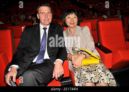 President Jacques Chirac's adoptive daughter Anh-Dao Traxel and husband Emmanuel Traxel during the 'Haiti Debout' (Standing Haiti) charity concert for Haiti at Palais des Congres in Paris, France on May 21, 2011. Photo by Thierry Plessis/ABACAPRESS.COM Stock Photo