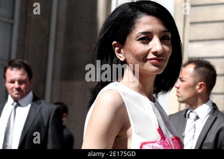 French Junior Minister for Youth and Voluntary Organizations Jeannette Bougrab leaves weekly cabinet council at the Elysee Palace, in Paris, France, on may 25, 2011. Photo by Stephane Lemouton/ABACAPRESS.COM Stock Photo