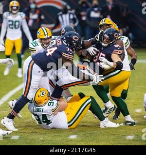 December 18, 2022: Chicago Bears #32 David Montgomery runs in for a  touchdown during a game against the Philadelphia Eagles in Chicago, IL.  Mike Wulf/CSM/Sipa USA(Credit Image: © Mike Wulf/Cal Sport Media/Sipa