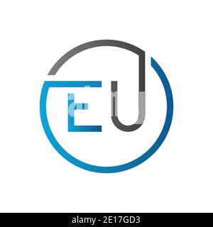 Initial EU Letter Logo Creative Typography Vector Template. Creative Circle Letter EU Logo Design Stock Vector