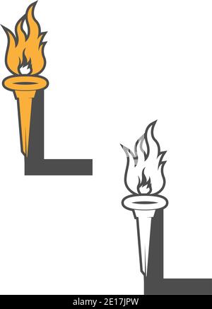 Letter L icon logo combined with torch icon design illustration Stock Vector