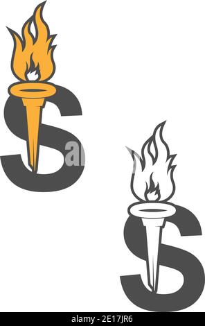 Letter S icon logo combined with torch icon design illustration Stock Vector