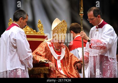 Pope Benedict XVI celebrates the Pentecost mass at St.Peters' Basilica in Vatican, Italy, on June 12, 2011. Photo by Eric Vandeville/ABACAPRESS.COM Stock Photo