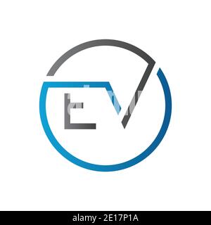 Initial EV Letter Logo Creative Typography Vector Template. Creative Circle Letter EV Logo Design Stock Vector