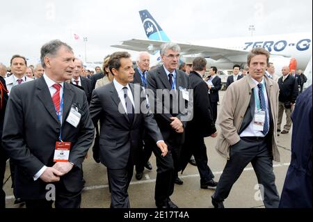 French President Nicolas Sarkozy inaugurates the 49th International Paris Air Show at Le Bourget, near Paris, France June 20, 2011. Photo by Laurent Chamussy/Pool/ABACAPRESS.COM Stock Photo