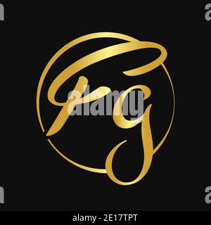 Initial FG Script Letter Type Logo Design With Modern Typography Vector ...