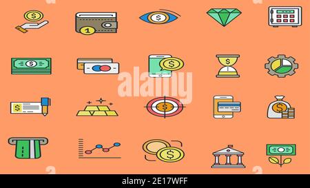 business icon set for marketing Stock Vector
