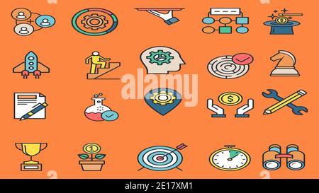 business icon set for marketing Stock Vector