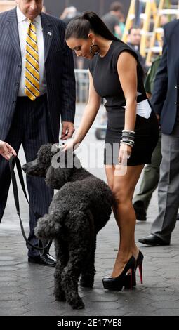 Model Heidi Klum and Kim Kardashian walking and posing before to tape The TV show 'Project Runway' in Battery Park, New York City, NY, USA on June 24, 2011.Photo by Stefano Coles/ABACAPRESS.COM Stock Photo