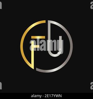 Initial FU Letter Logo Creative Typography Vector Template. Creative Circle Letter FU Logo Vector Stock Vector