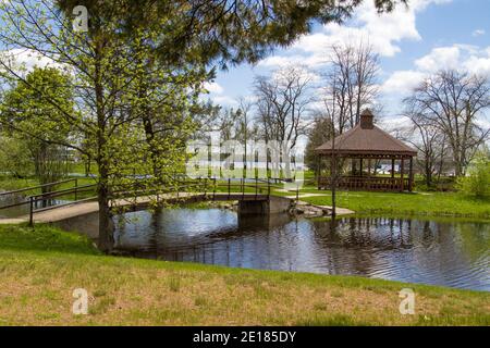 Van Cleve Park on the shore of Lake Michigan in the Upper Peninsula town of Gladstone, Michigan. Stock Photo