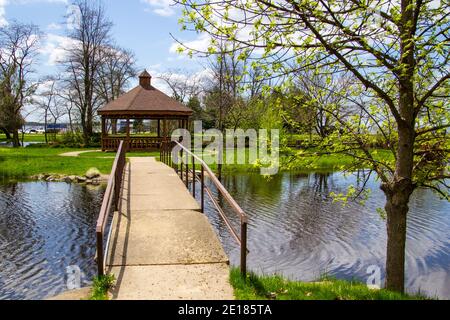 Van Cleve Park on the shore of Lake Michigan in the Upper Peninsula town of Gladstone, Michigan. Stock Photo