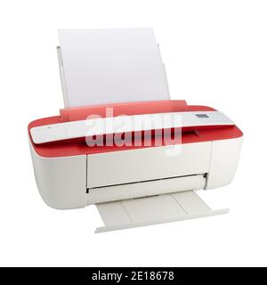 Inkjet printer isolated on white background. Full depth of field with clipping path. Stock Photo