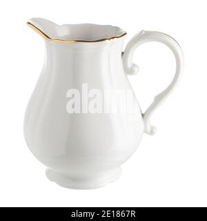 Antique ceramic teapot isolated on white background. Full depth of field with clipping path. Stock Photo