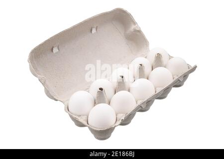 Eggs container on white background. Full depth of field with clipping path Stock Photo