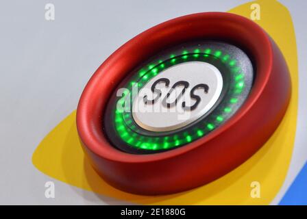 Keypad with red emergency button Stock Photo