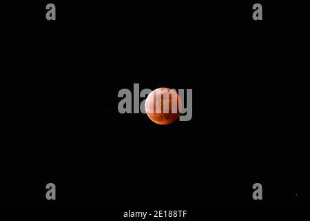 Super Blood Wolf Moon Eclipse, Indiana, 2019 Stock Photo