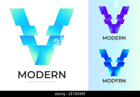 Letter V logo design vector template for corporate identity. gradient abstract logo design Stock Vector