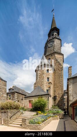 Clock tower in Dinan, Brittany, France Stock Photo
