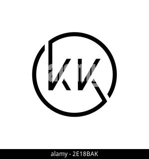 Linked Letter KK Logo Design vector Template. Creative Circle KK Minimal, Flat Logo Design Vector Illustration Stock Vector