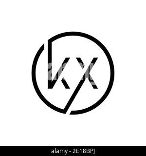 Linked Letter KX Logo Design vector Template. Creative Circle KX Minimal, Flat Logo Design Vector Illustration Stock Vector