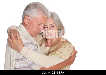 Sad senior couple isolated on white background Stock Photo - Alamy