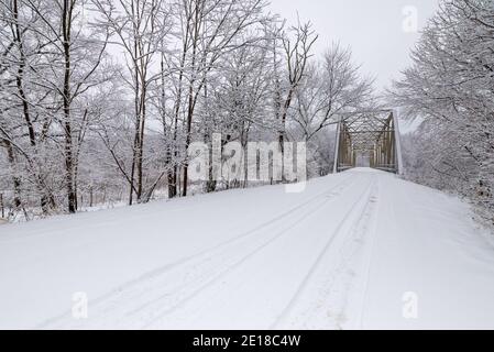 Snowfall at Starved Rock State Park Stock Photo