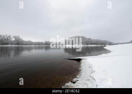 Snowfall at Starved Rock State Park Stock Photo