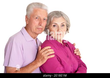 Happy senior couple isolated on white background Stock Photo