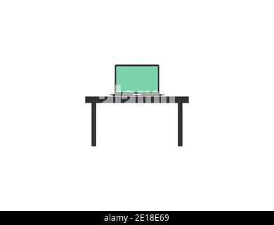 Office table, interior, workplace icon. Vector illustration, flat design. Stock Vector