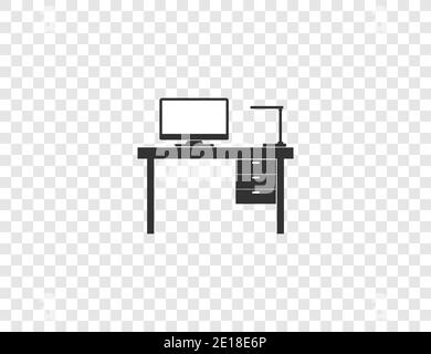 Office table, interior, workplace icon. Vector illustration, flat design. Stock Vector