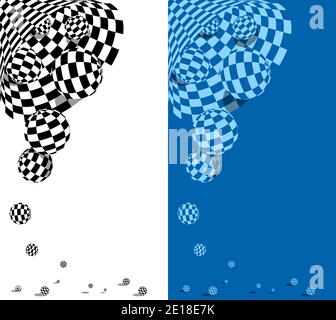 balls fall out abstract black white checkerboard tunnel. Round wormhole, path into unknown.and travel. Easy editable color. Vector Stock Vector