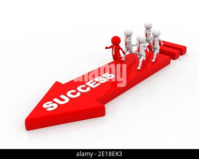 Business leader bring his team to success. Teamwork and Leadership concept. 3d render Stock Photo