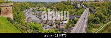 Panoramic view of Dinan, Brittany, France Stock Photo