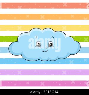 Funny cloud. Colorful vector illustration. Cartoon style. Isolated on color background. Design element. Template for your design. Stock Vector