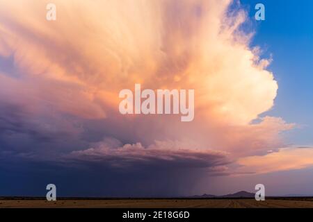 Cumulonimbus clouds at sunset from a thunderstorm n Arizona Stock Photo