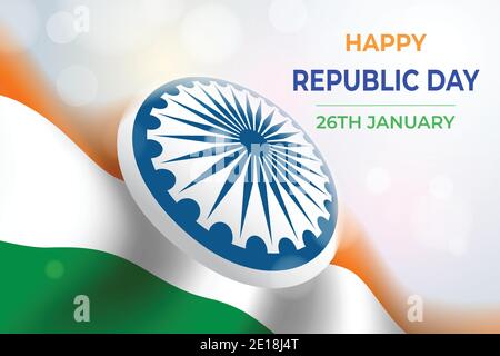 Celebration of Indian Republic Day Background Design Template with Indian National Flag Stock Vector