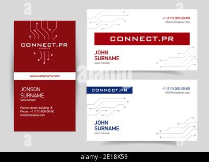 Business card with a technological design. Electronics on the background with line. vector illustration Stock Vector
